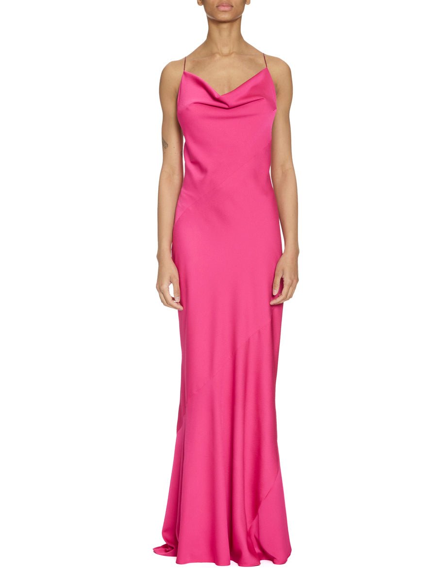 abito spalline raso poli lampone - blufrida - abito