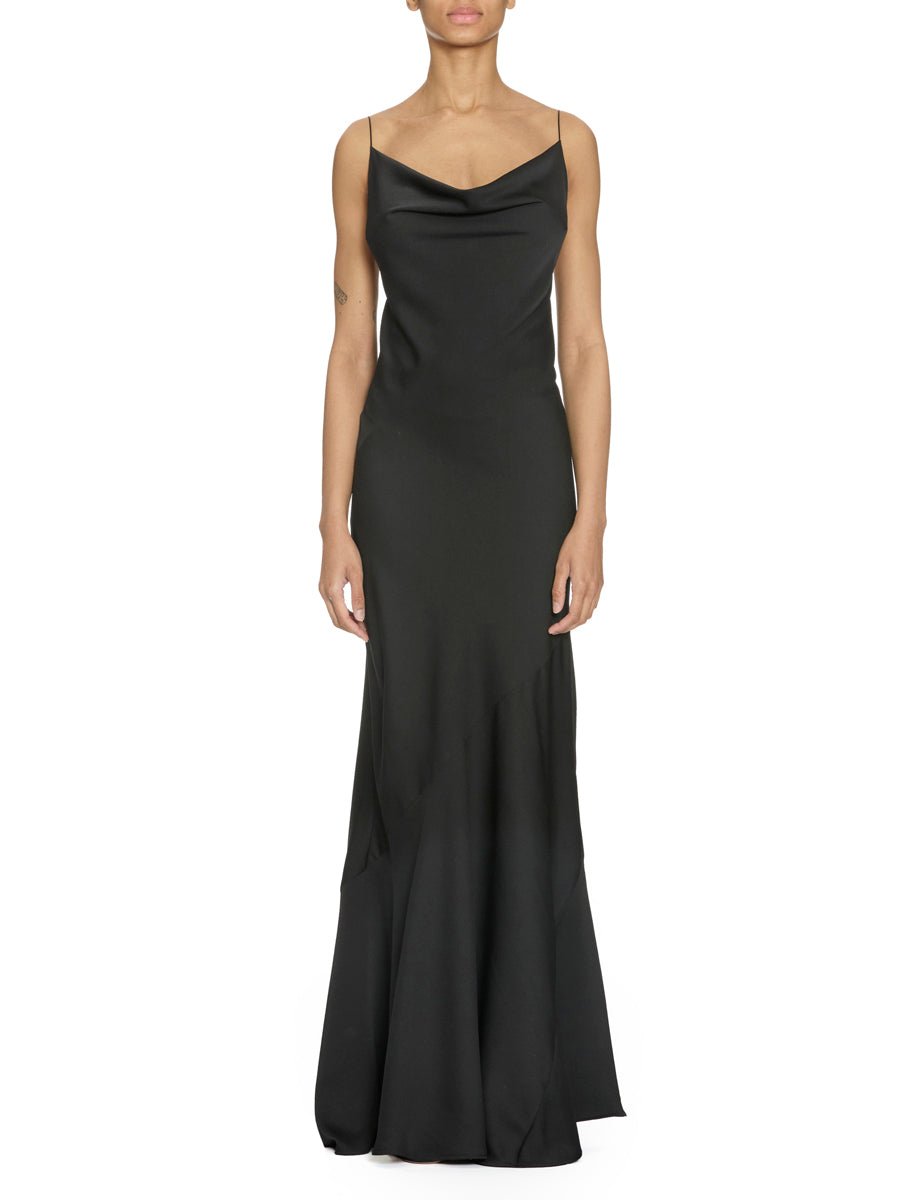 abito spalline raso poli nero - blufrida - abito