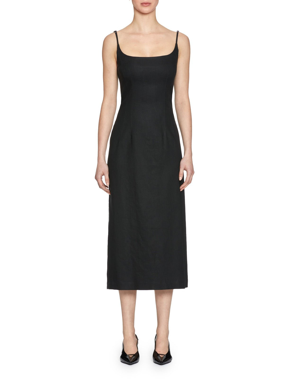 abito tubino lino stretch nero - alysi - abito