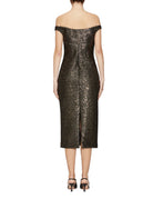 abito tubino paillettes scollo cuore bronzo - blufrida - abito