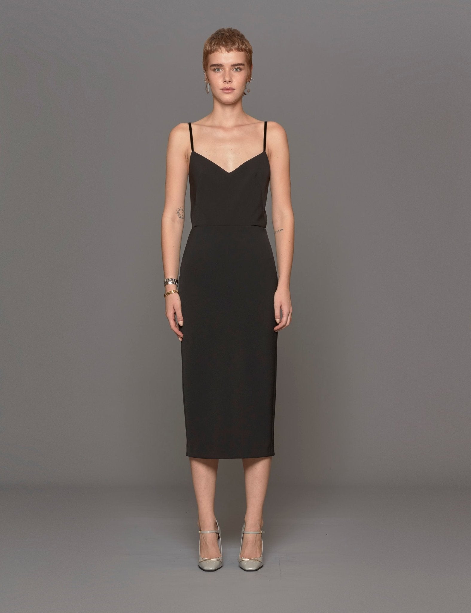 abito tubino spalline nero - blufrida - abito