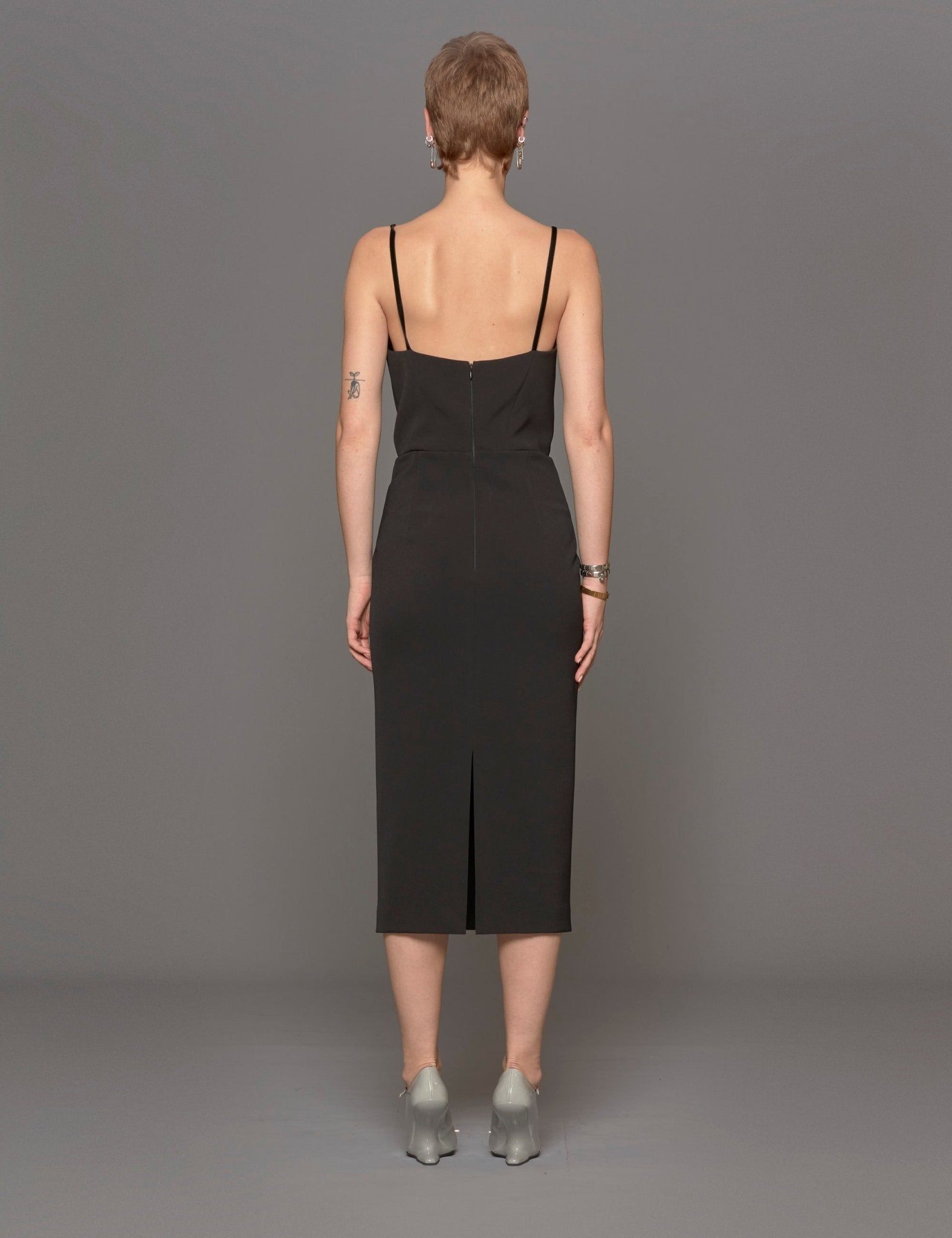 abito tubino spalline nero - blufrida - abito