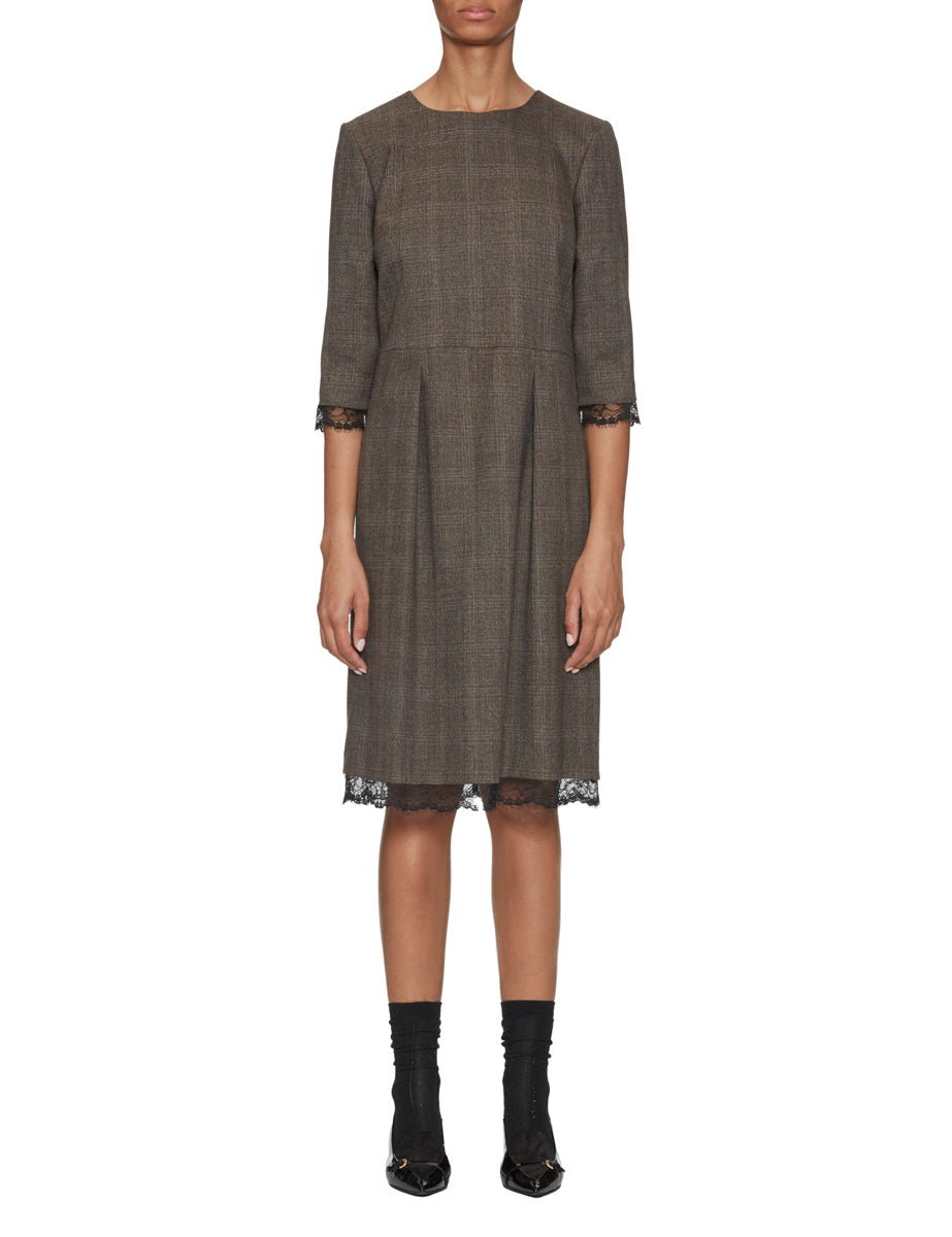 abito tubino tartan pizzo moro - blufrida - abito