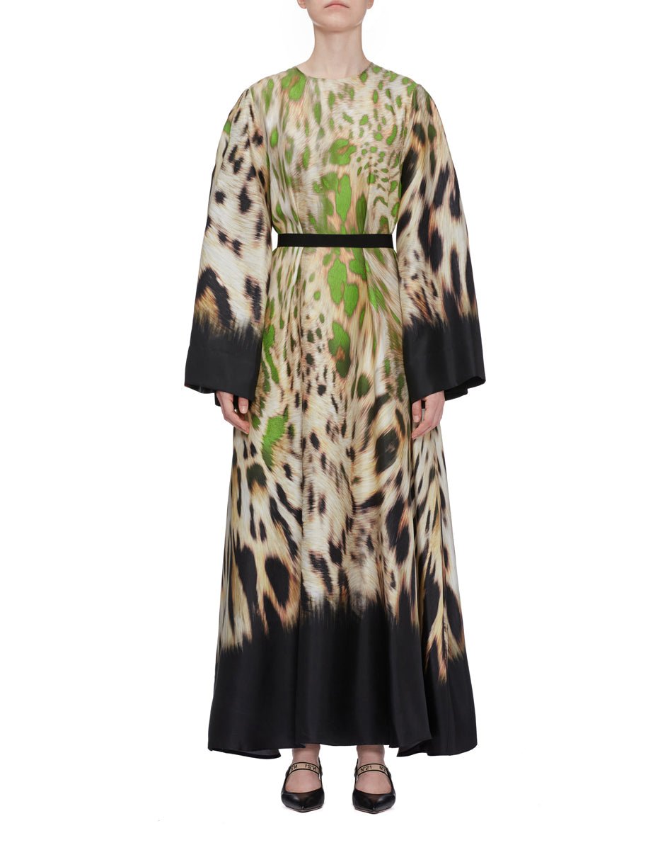 abito tunica green animalier - co.go - abito