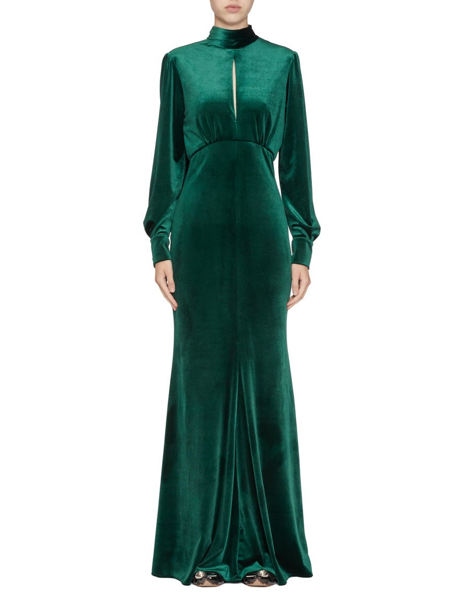 abito velluto liscio fiocco verde - blufrida - abito