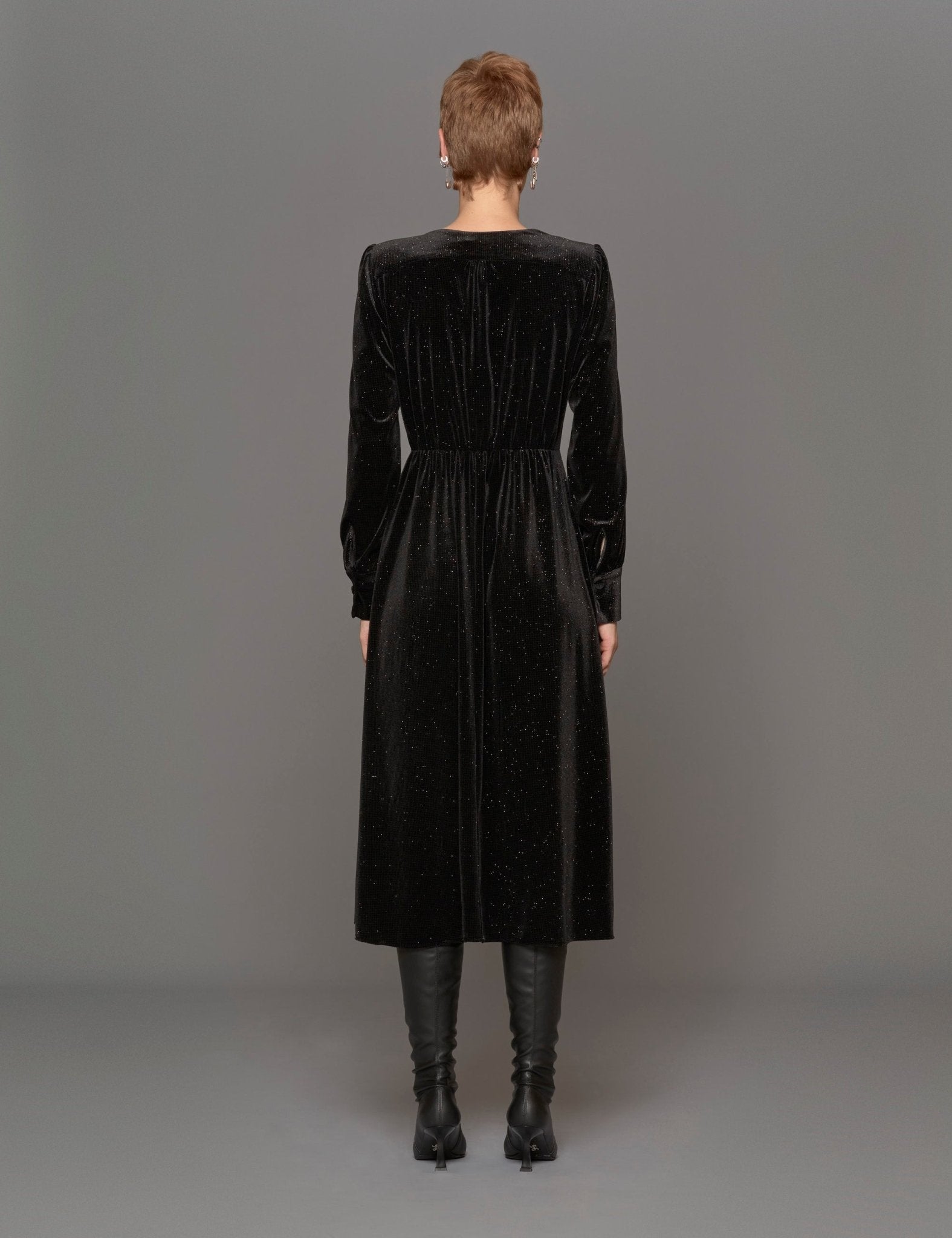 abito velluto lurex nero - blufrida - abito