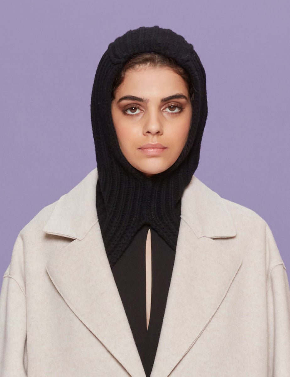 balaclava lana cachemire nero - rosamaglia - cappello