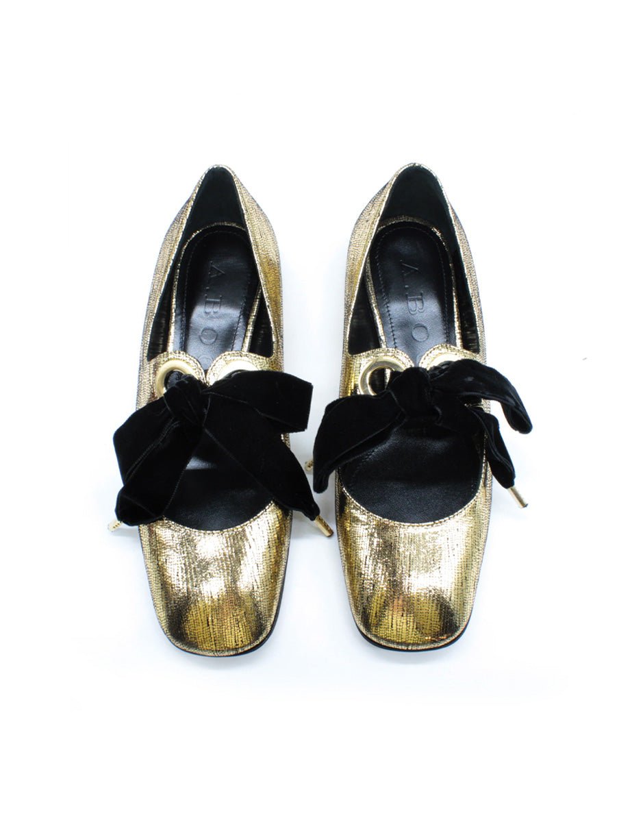 ballerina fiocco velluto oro - a.bocca - ballerina
