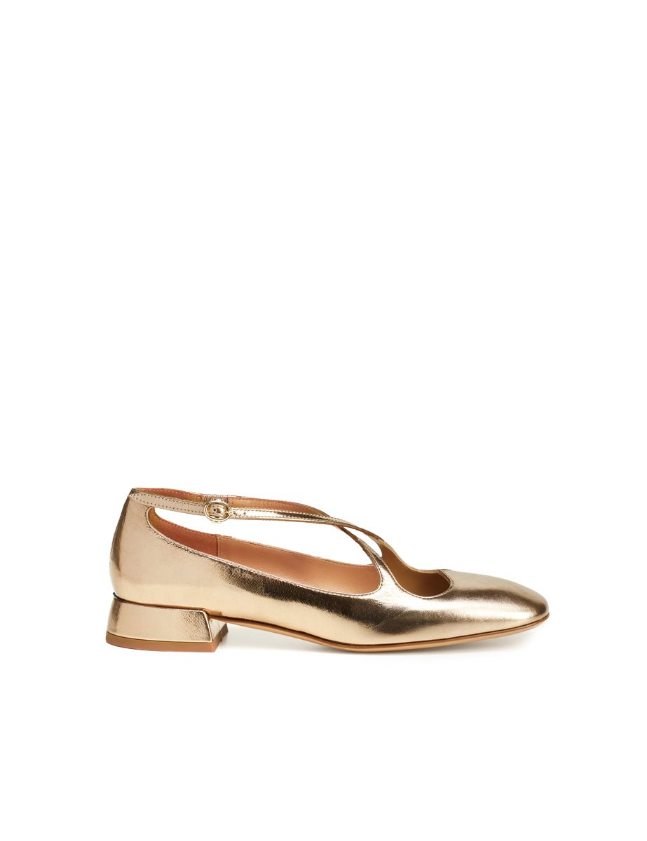 ballerina tacco cuore intreccio laminato rose - a.bocca - ballerina