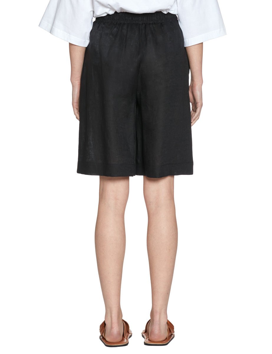 bermuda lino elastico vita nero - beatrice b - bermuda