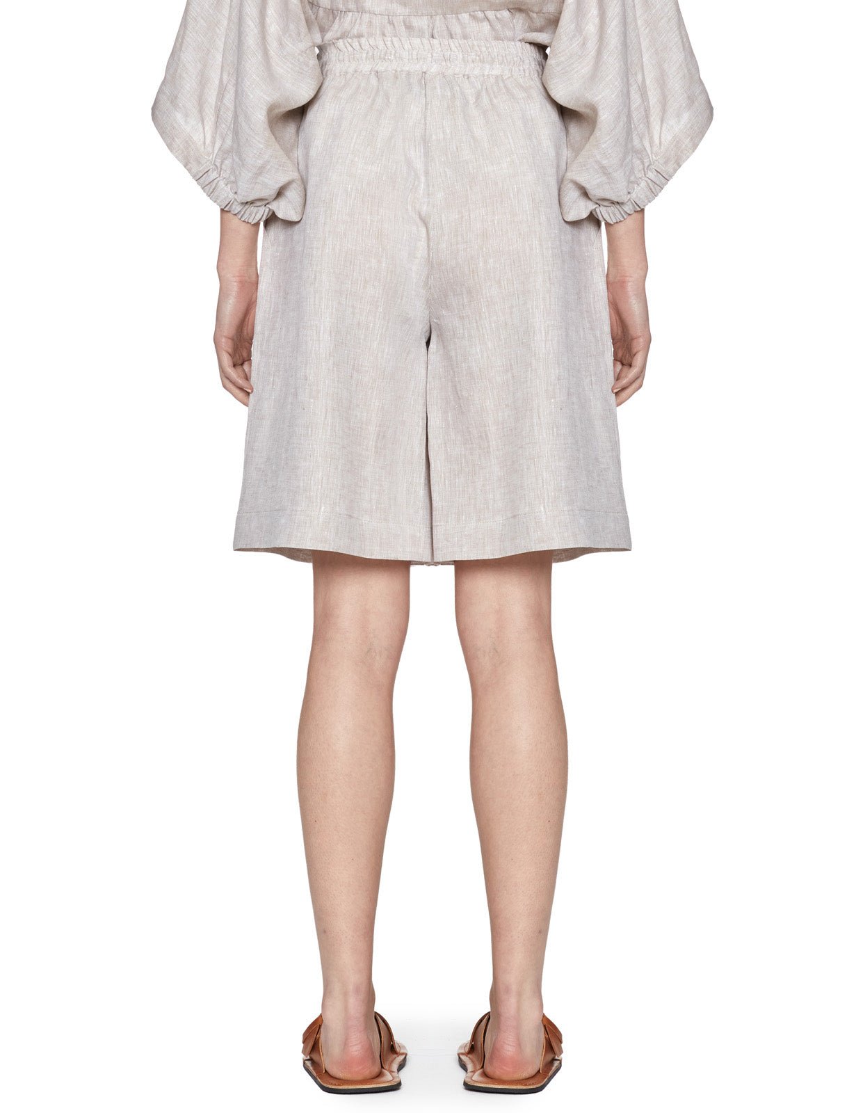 bermuda lino elastico vita sabbia - beatrice b - bermuda