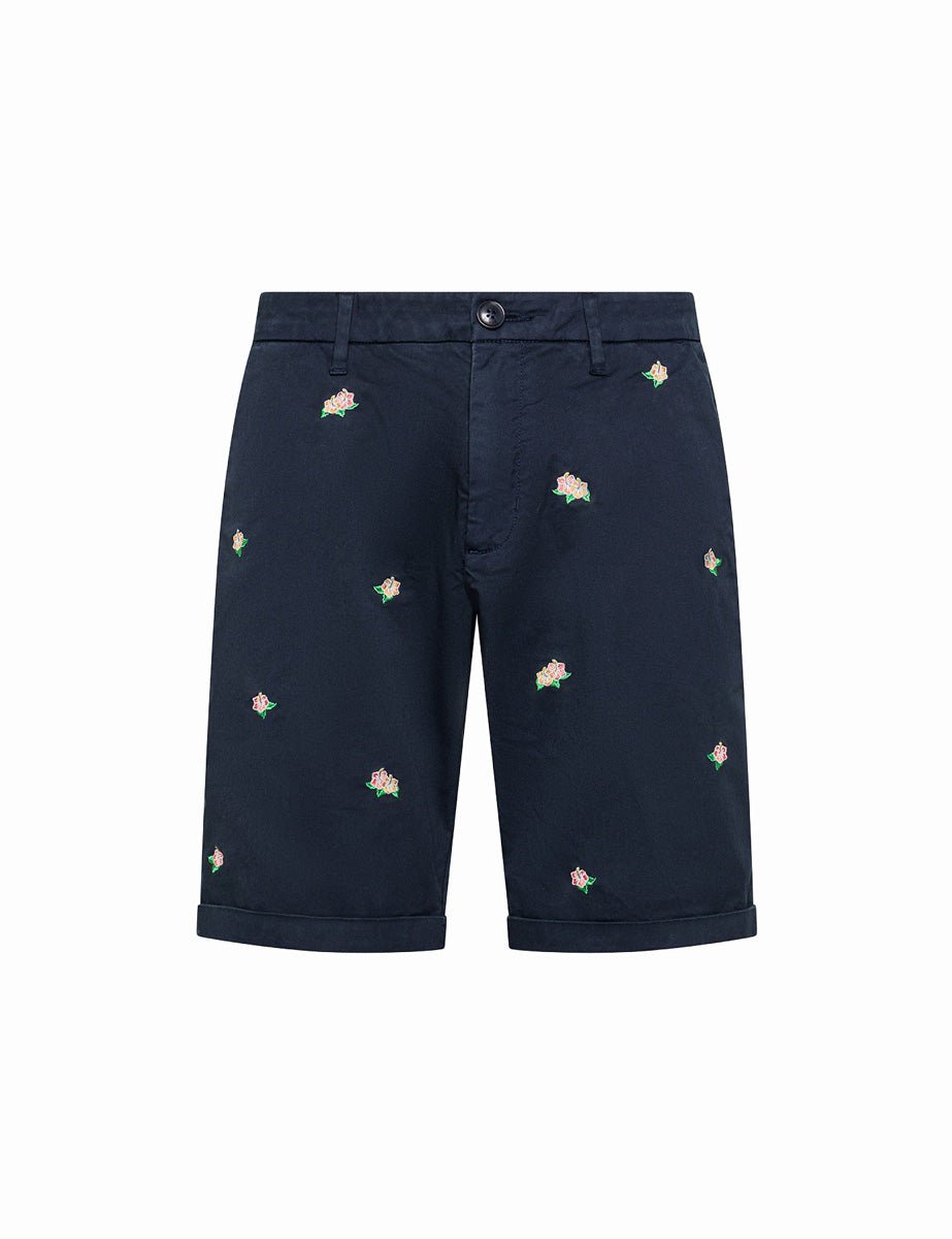 bermuda ricamo fiori blu navy - sun68 - pantalone casual