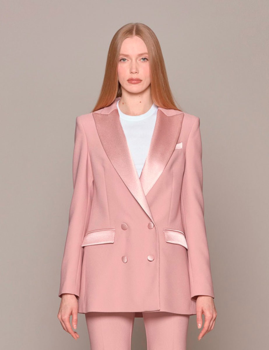 blazer cady doppiopetto revere powder pink - hebe studio - blazer