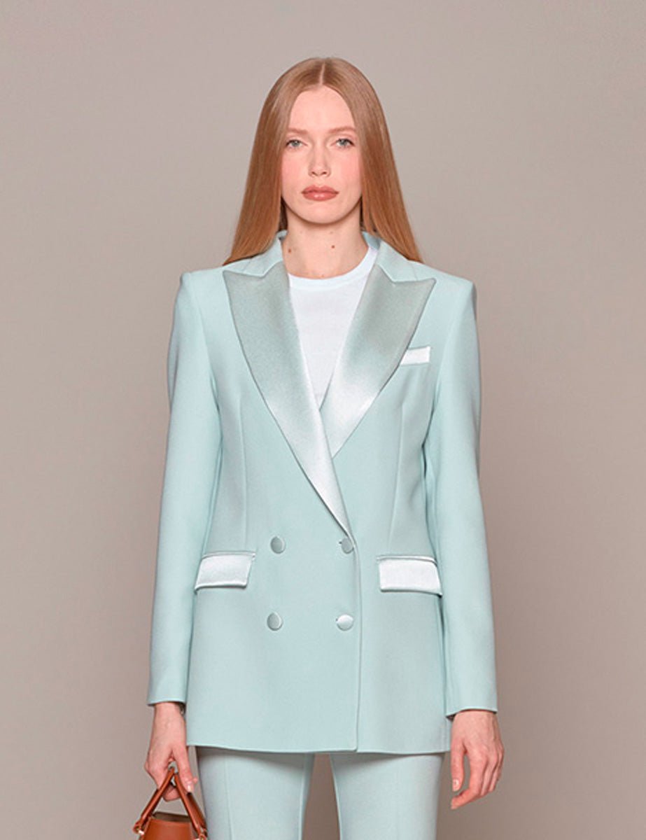 blazer cady doppiopetto revere teal agave - hebe studio - blazer