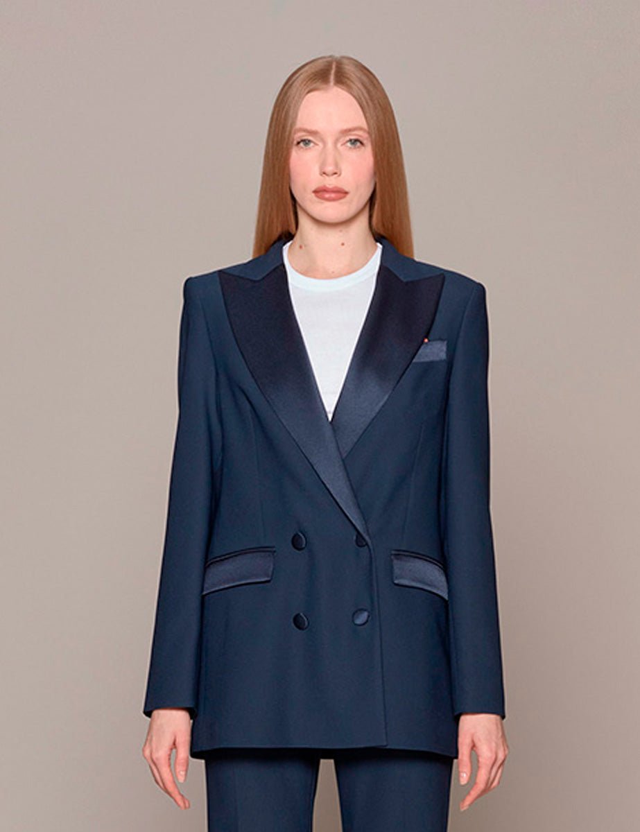 blazer classico doppiopetto revere navy - hebe studio - blazer