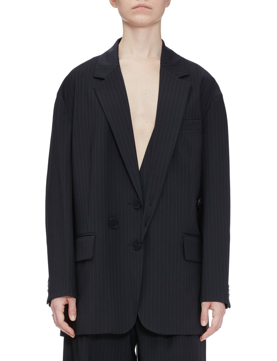 blazer dominic pinstripe navy multi - tibi - blazer