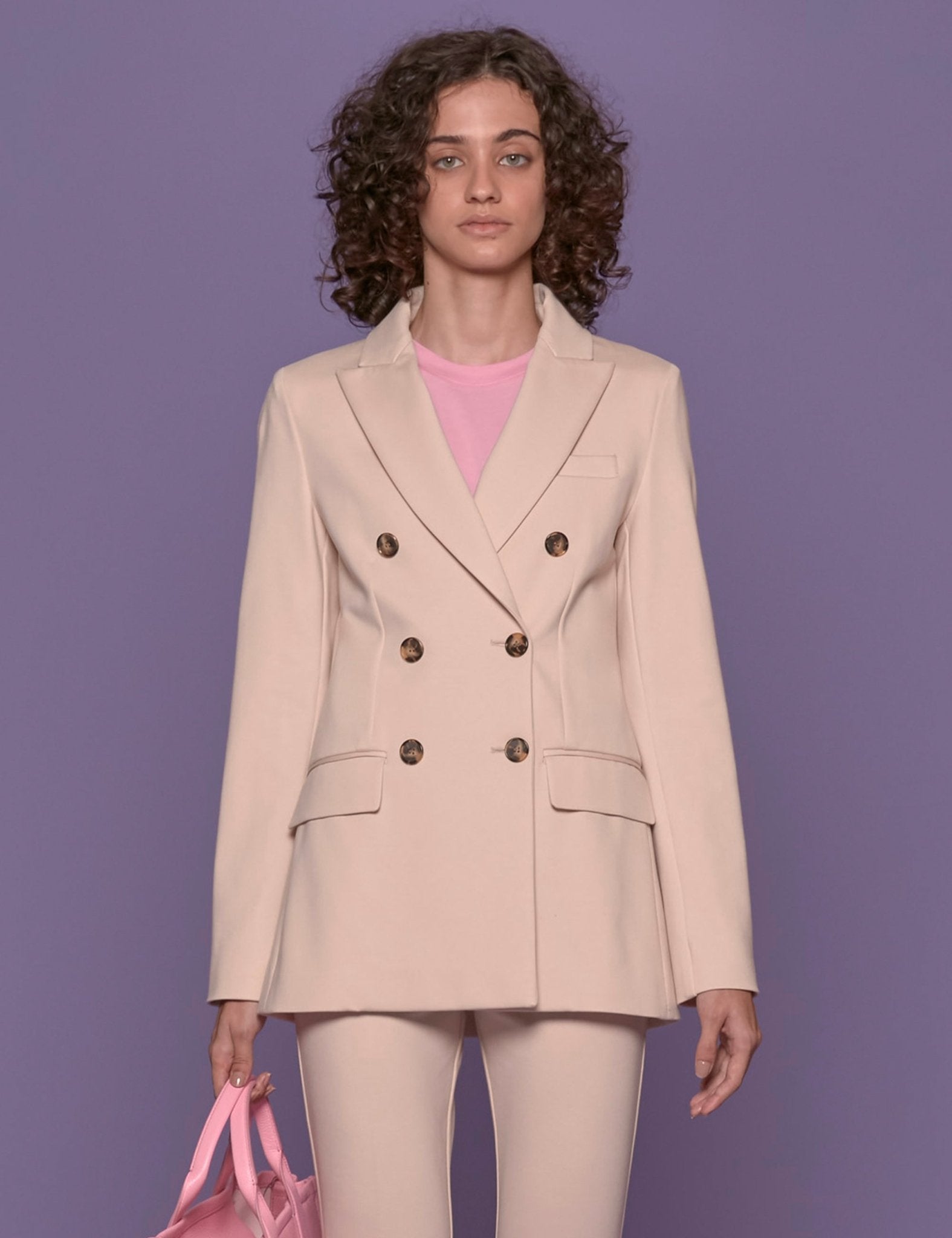 blazer doppio petto punto milano panna - blufrida - blazer