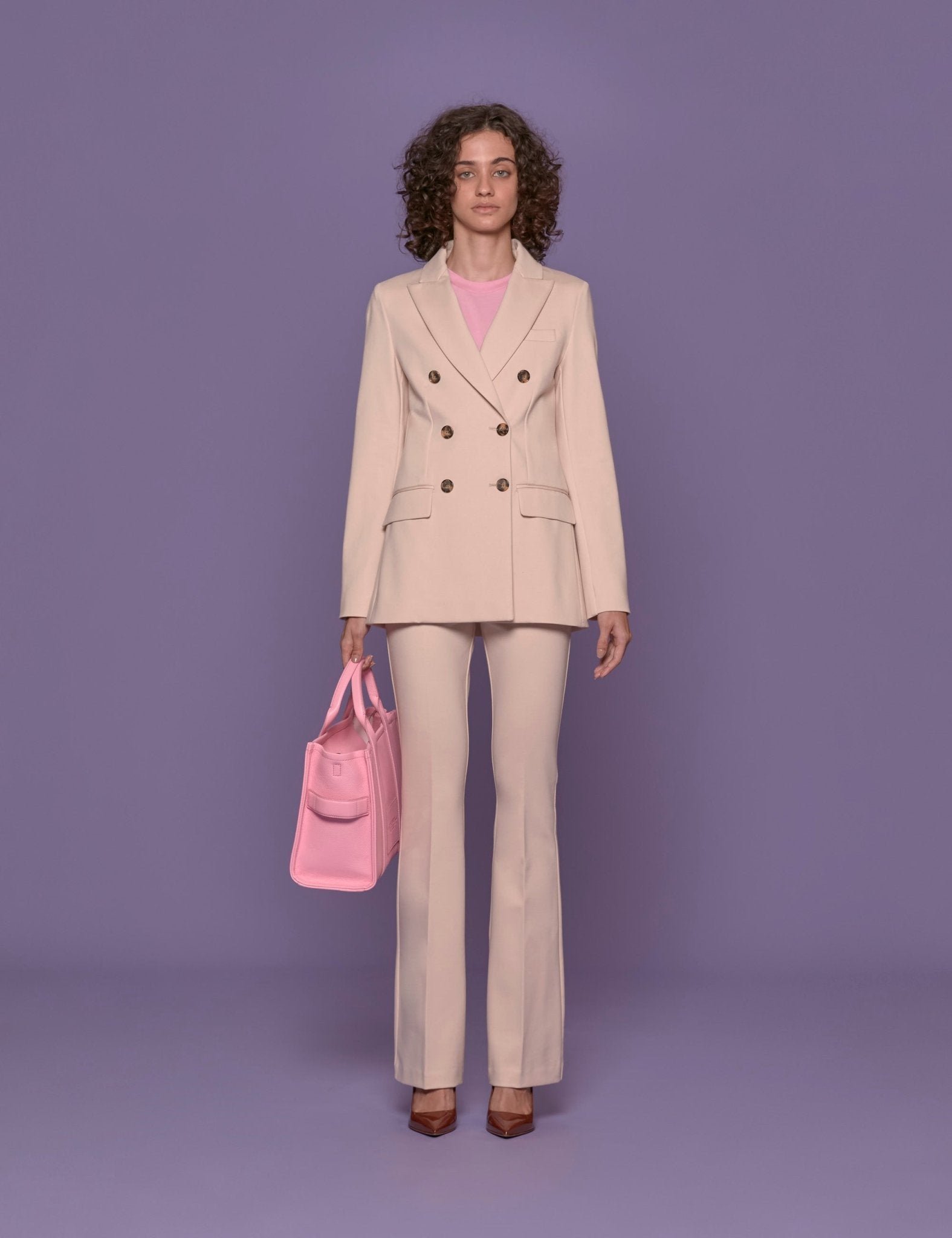 blazer doppio petto punto milano panna - blufrida - blazer