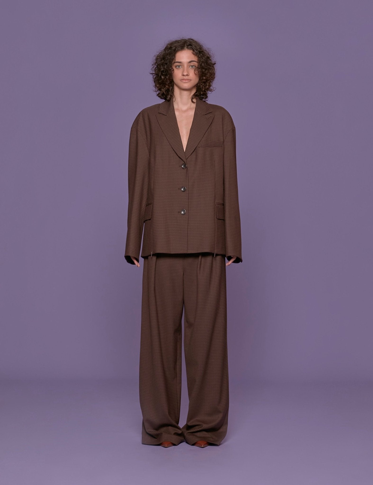 blazer liam quadretti marrone - tibi - blazer