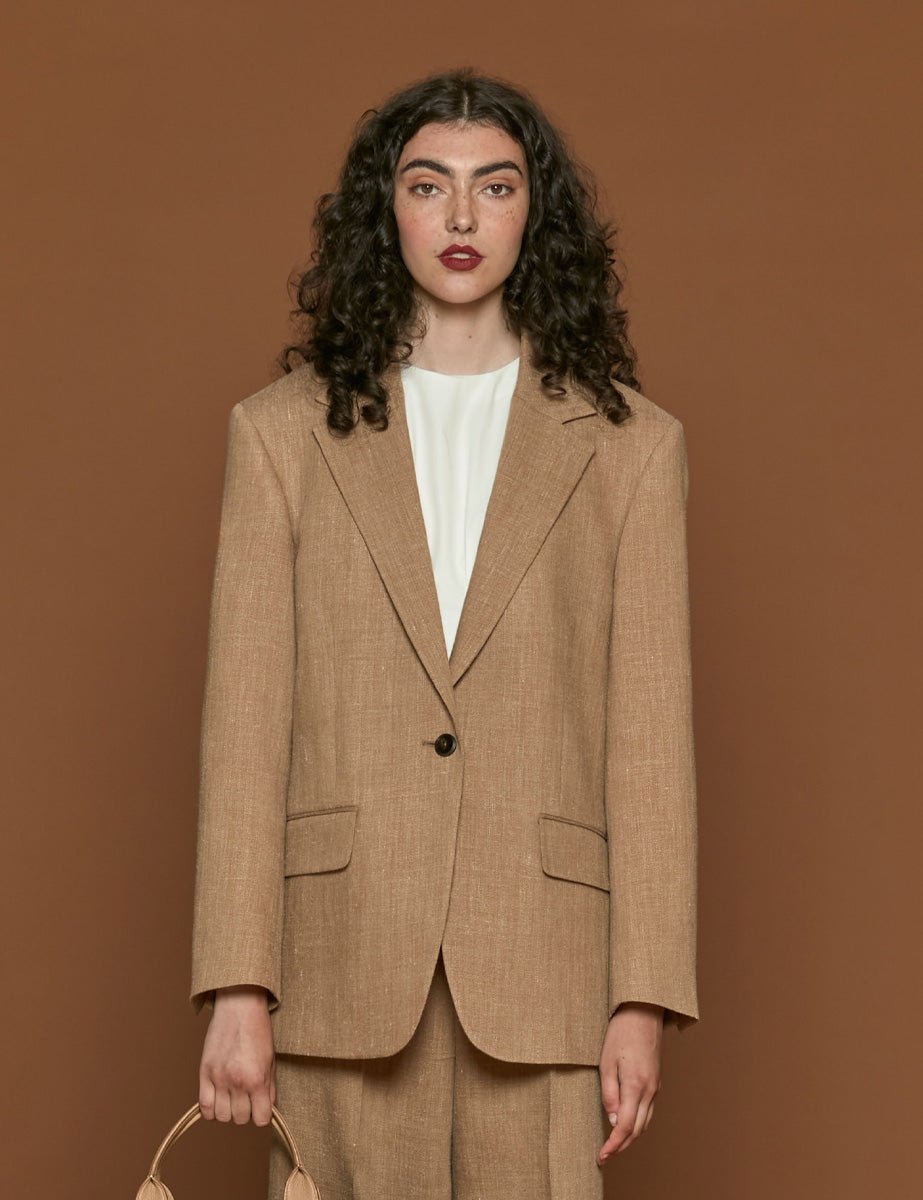 blazer monopetto camel melange - rohe - blazer