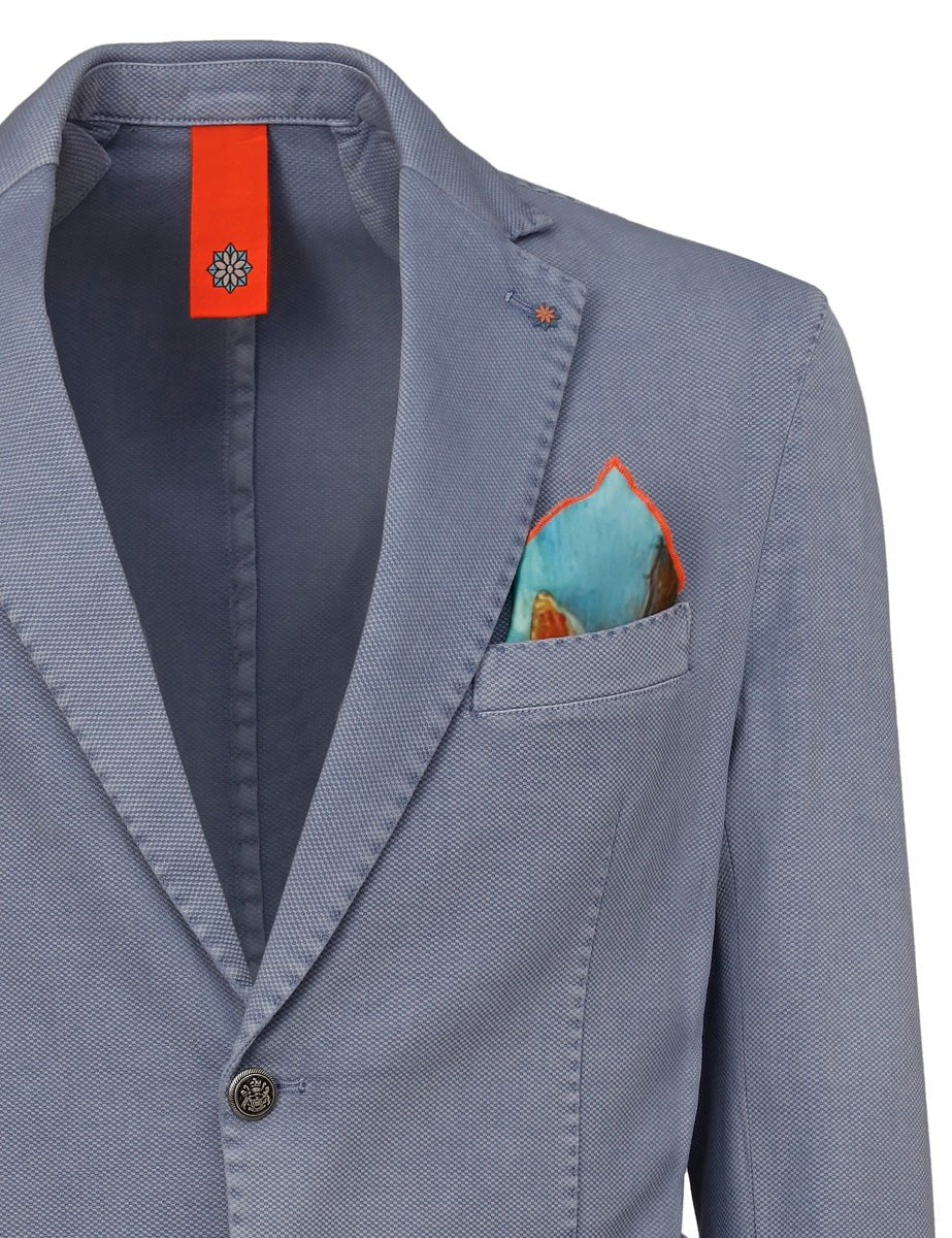 blazer monopetto cotone lavato cielo old - bharnaba - blazer