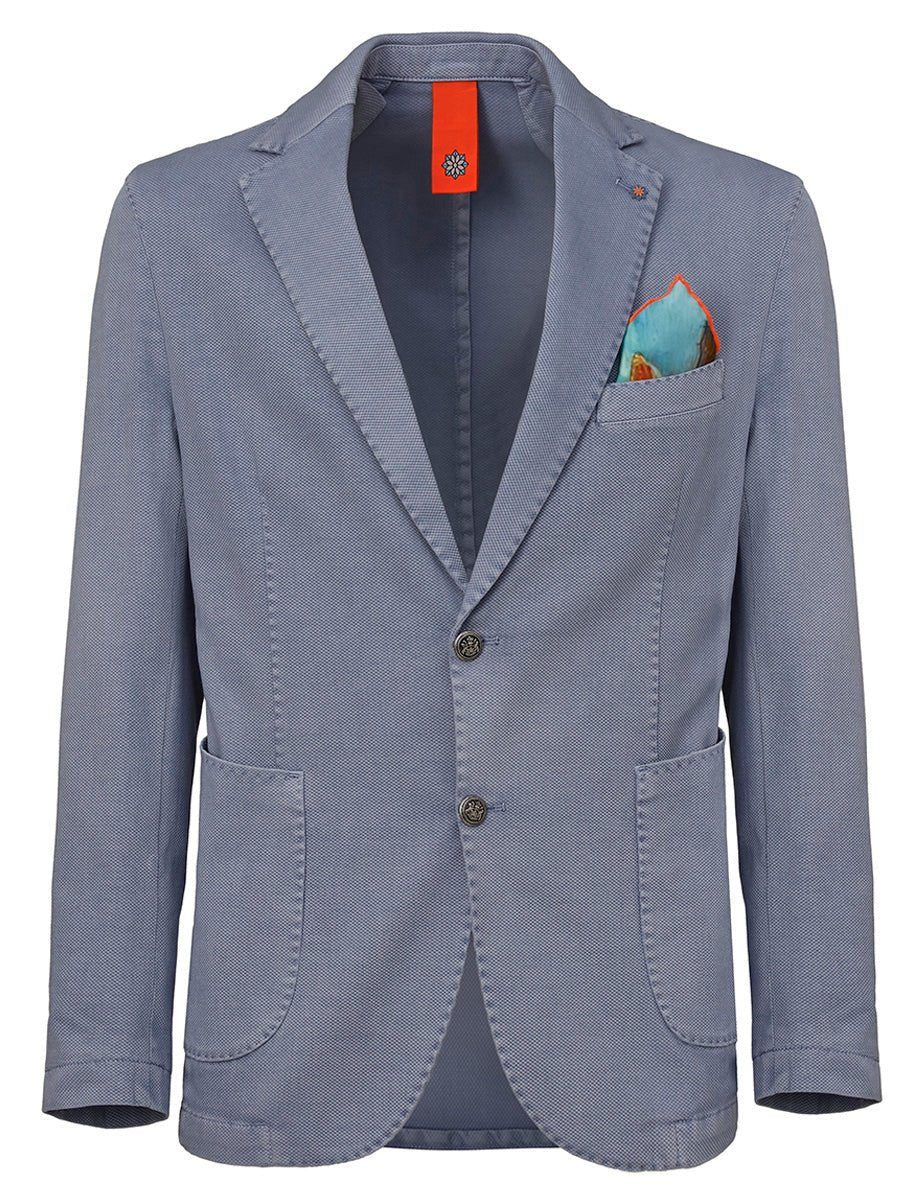 blazer monopetto cotone lavato cielo old - bharnaba - blazer