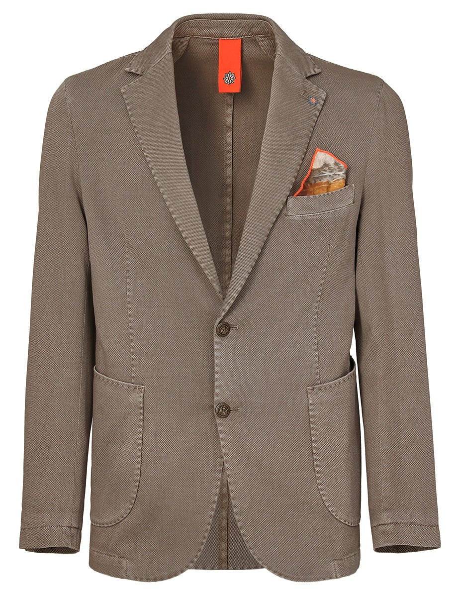 blazer monopetto cotone lavato fango old - bharnaba - blazer
