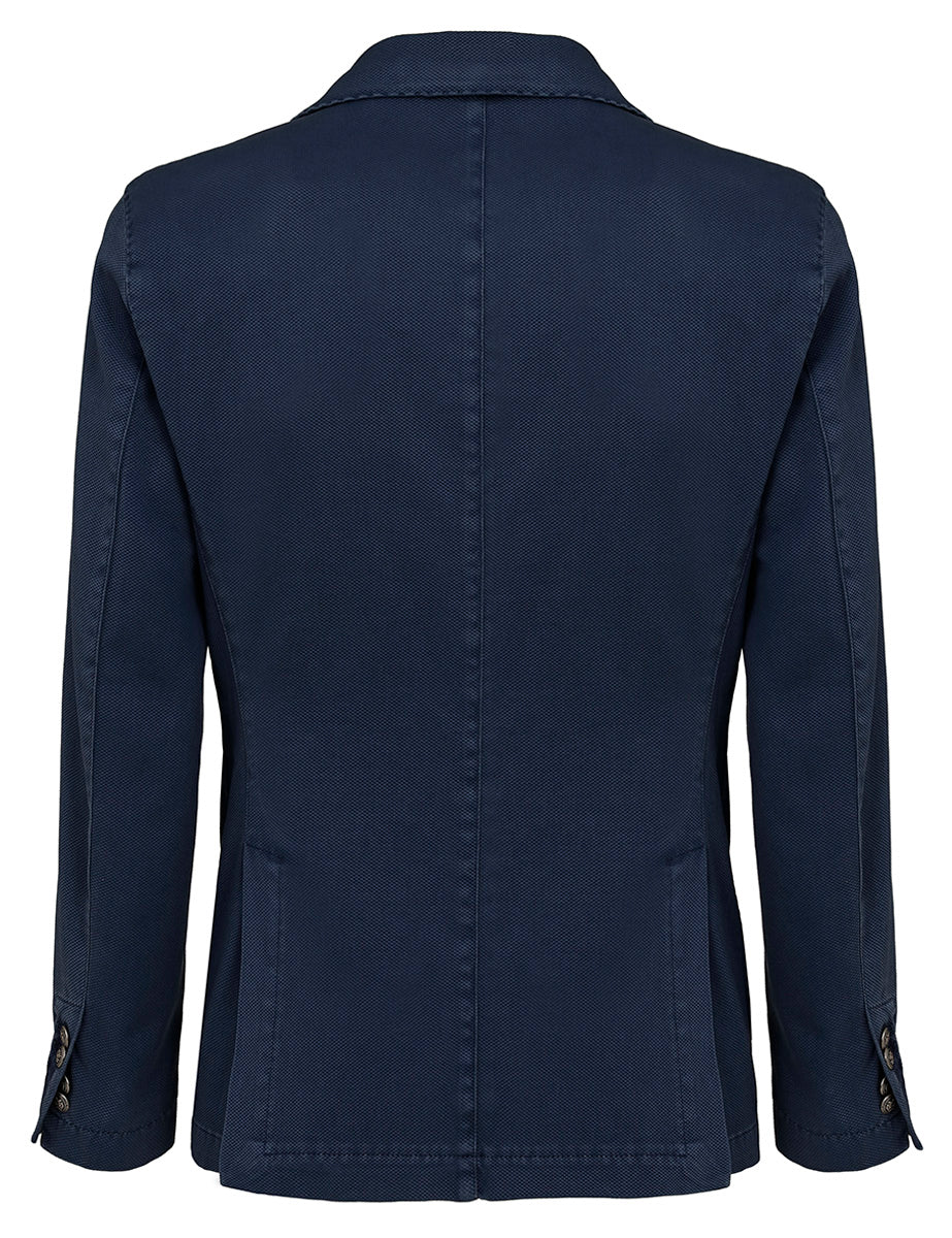 blazer monopetto cotone lavato indaco old - bharnaba - blazer