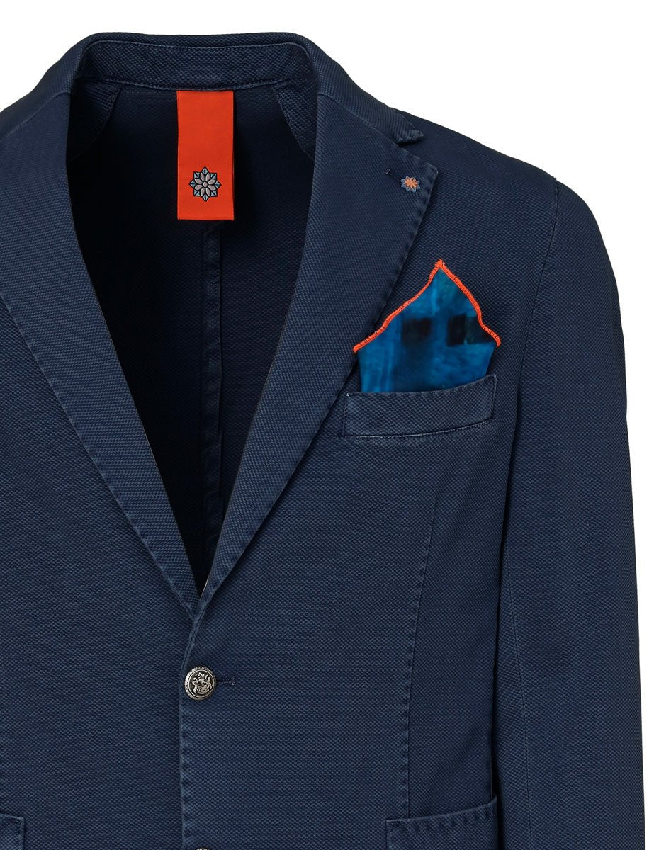 blazer monopetto cotone lavato indaco old - bharnaba - blazer