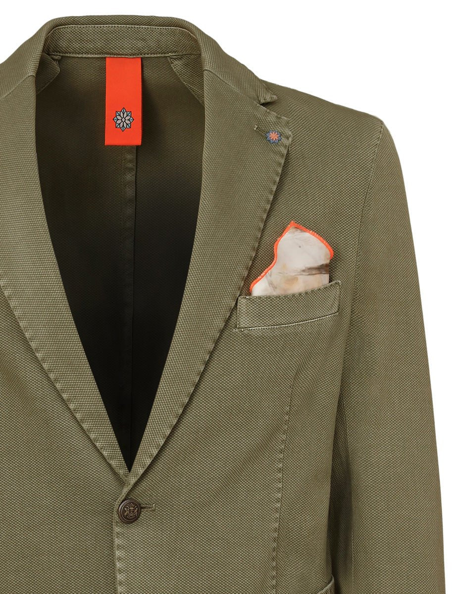 blazer monopetto cotone lavato salvia old - bharnaba - blazer