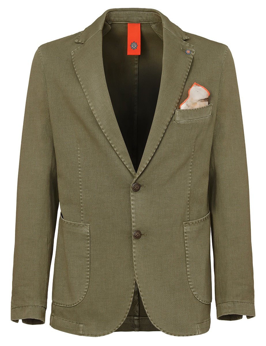 blazer monopetto cotone lavato salvia old - bharnaba - blazer