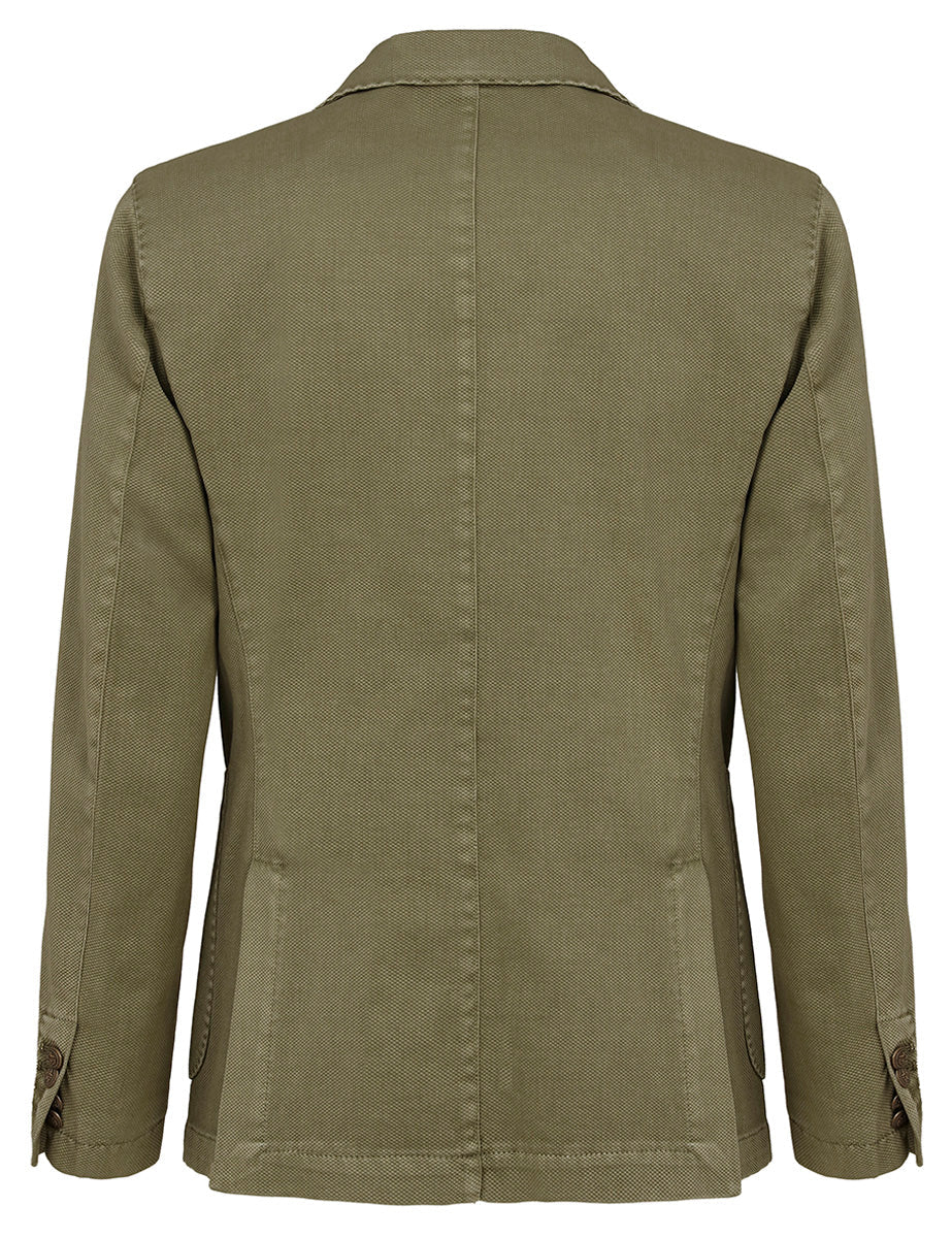 blazer monopetto cotone lavato salvia old - bharnaba - blazer