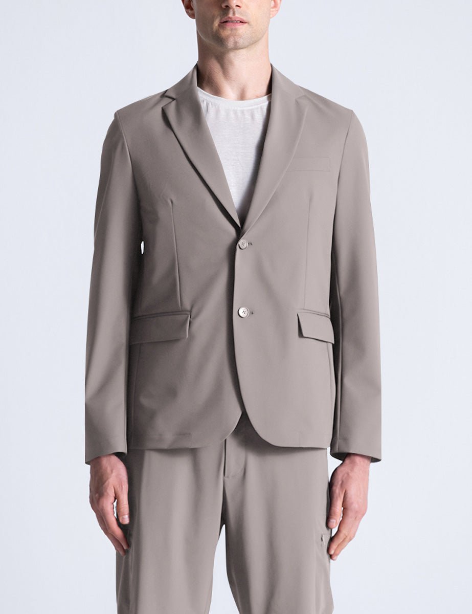 blazer monopetto due bottoni tessuto tecnico beige - duno - blazer