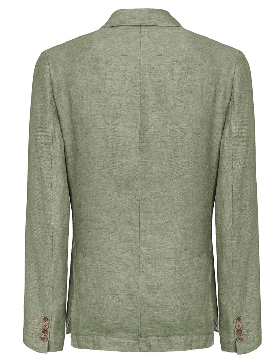 blazer monopetto lino lavato tasca toppa prato - bob - blazer