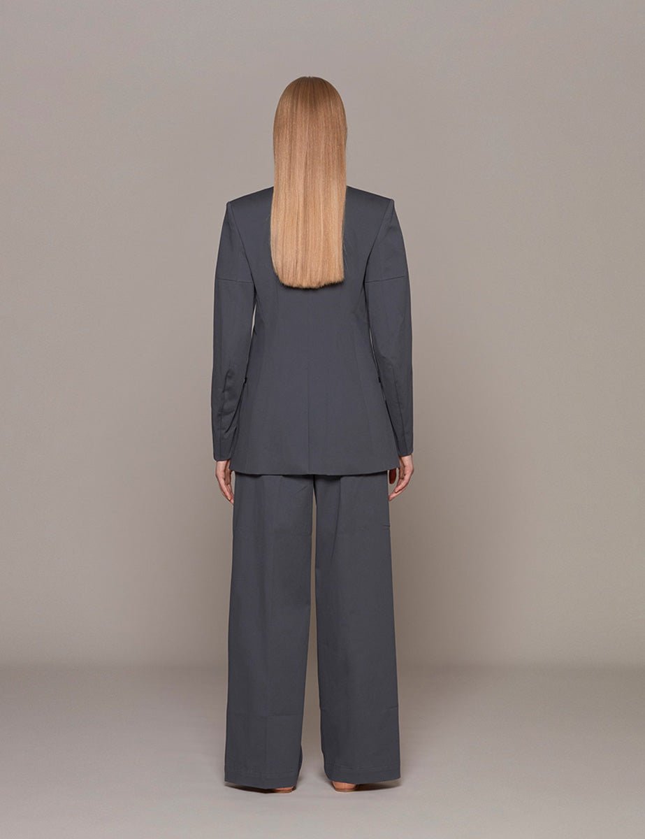 blazer oliver tricotine sculpted slate blue - tibi - blazer