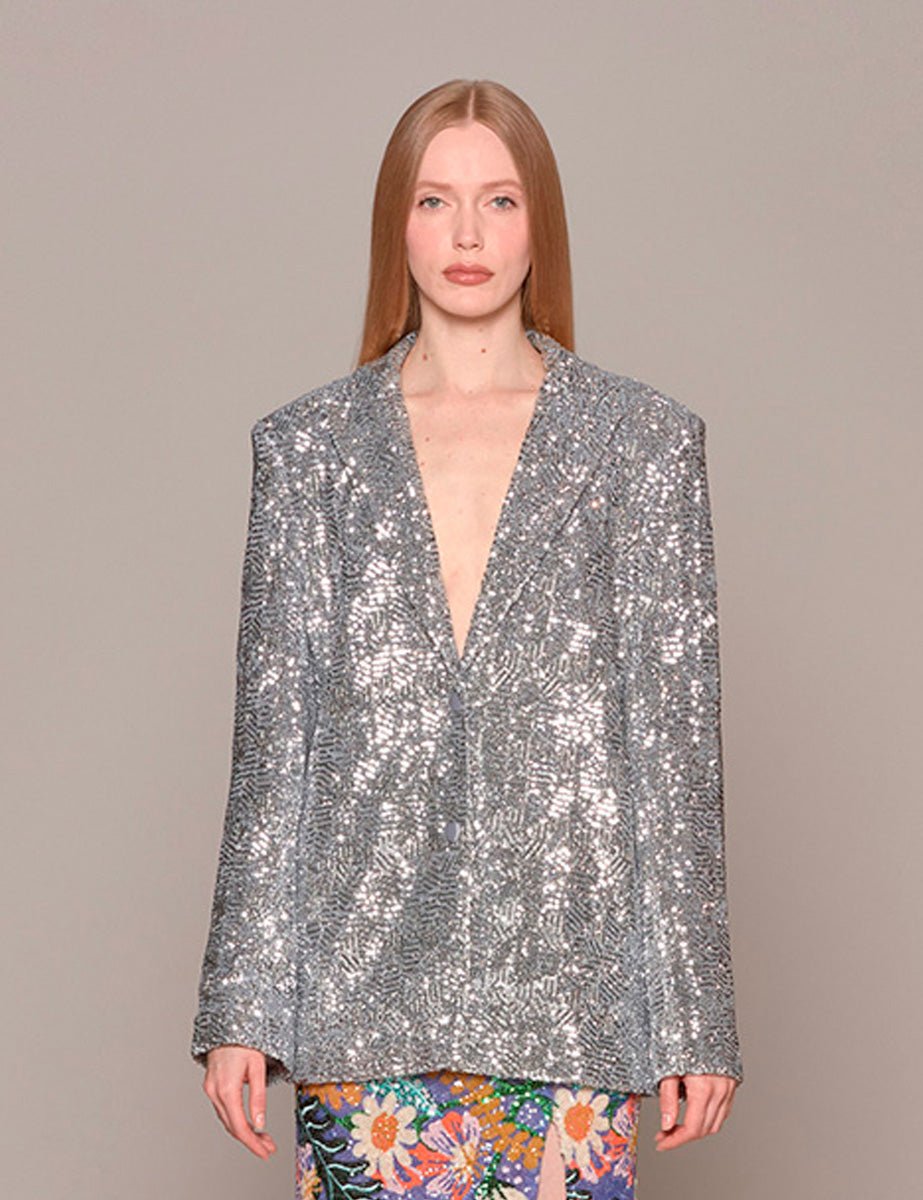blazer over paillettes silver - rotate - blazer