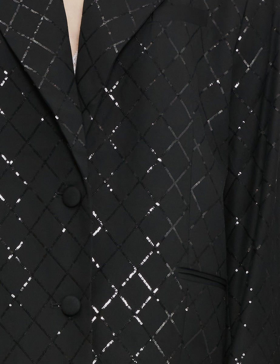 blazer oversized paillettes nero - rotate - blazer