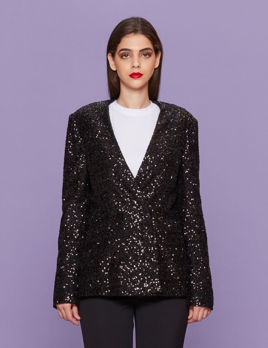 blazer paillettes nero - blufrida - blazer