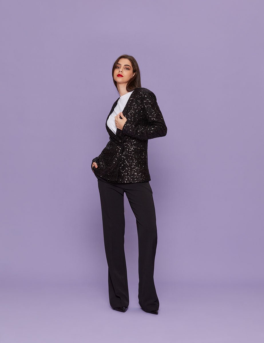 blazer paillettes nero - blufrida - blazer