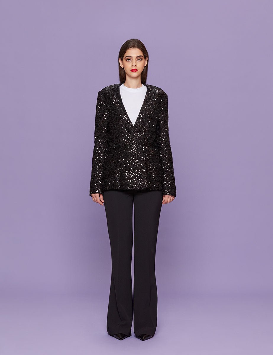 blazer paillettes nero - blufrida - blazer