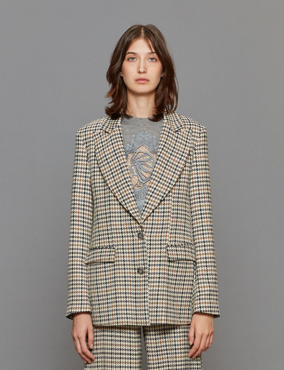 blazer pied de poule blu moro panna - stella jean - blazer