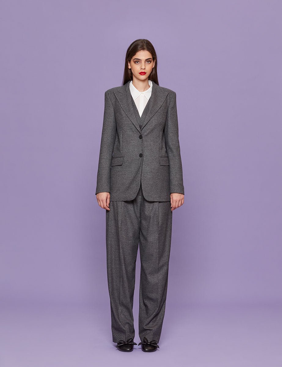 blazer pied de poule grigio - blufrida - blazer