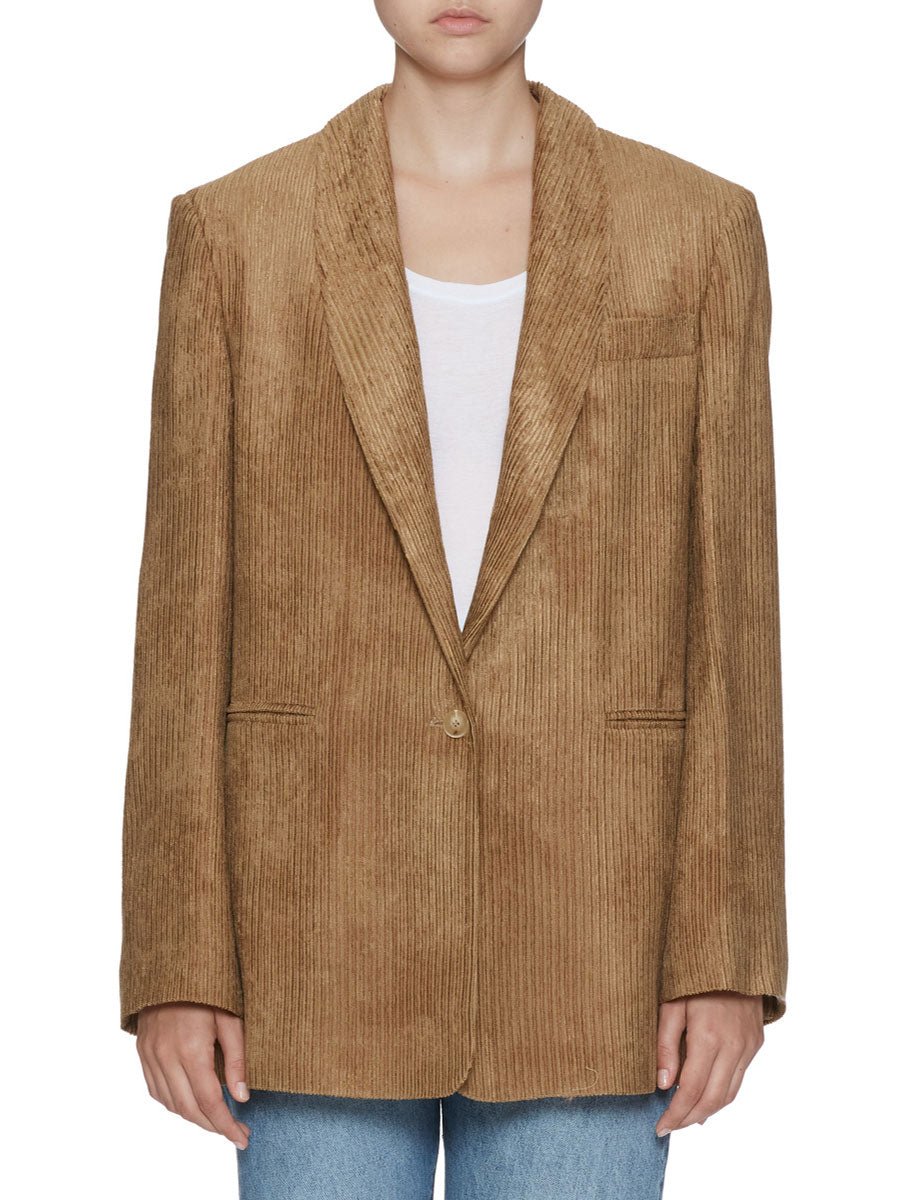 blazer velluto di viscosa kaki - alysi - blazer