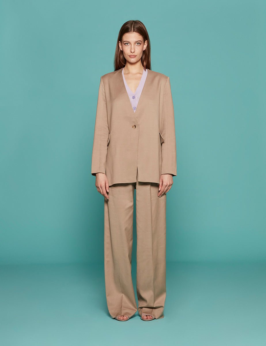 blazer wool tencel taupe - mother of pearl - blazer