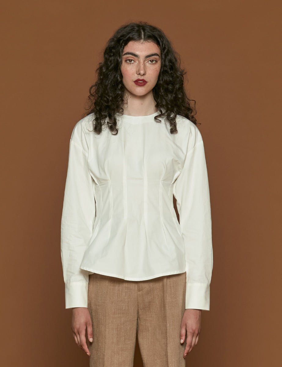 blusa cotone natural white - rohe - camicia manica lunga