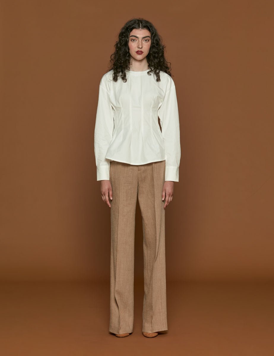 blusa cotone natural white - rohe - camicia manica lunga