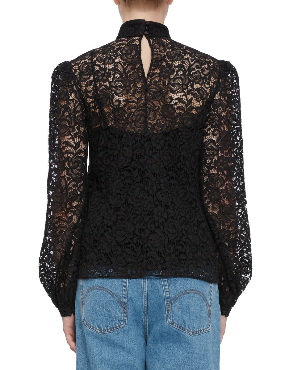 blusa domino pizzo black - saloni - camicia manica lunga