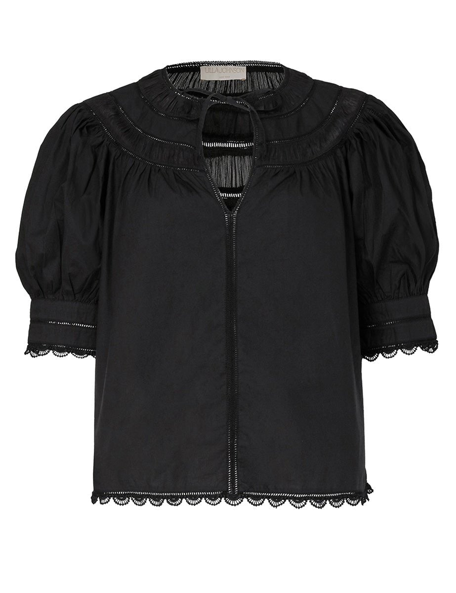 blusa dylan coton noir - ulla johnson - camicia manica lunga