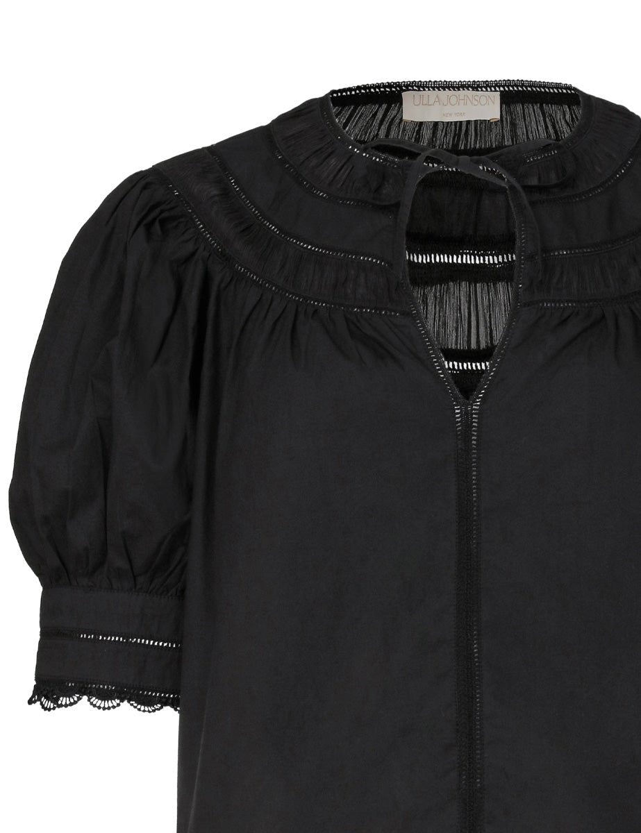 blusa dylan coton noir - ulla johnson - camicia manica lunga