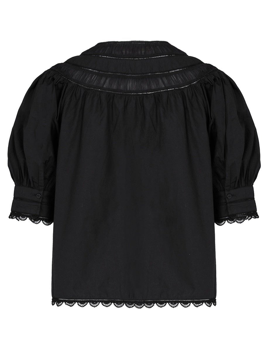 blusa dylan coton noir - ulla johnson - camicia manica lunga